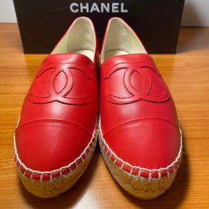 CHANEL Espadrilles RED Size 38/8